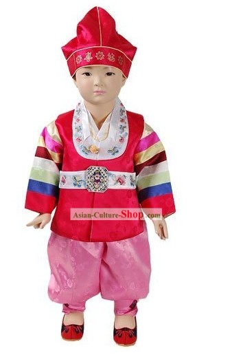 Traditional Korean Baby Hanbok Dress and Hat Complete Set