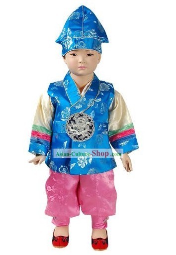 Traditional Korean Baby Hanbok Clothes and Hat Complete Set