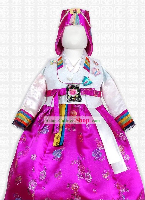 Korean Children Hanbok Clothing and Hat Complete Set