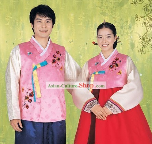 Traditional Korean Husband and Wife Hanbok 2 Sets