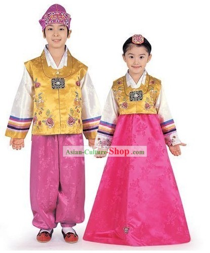 Traditional Korean Children Hanbok 2 Sets for Boys and Girls