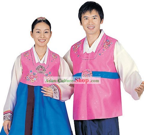 Traditional Korean Bride and Bridegroom Wedding Hanbok 2 Sets