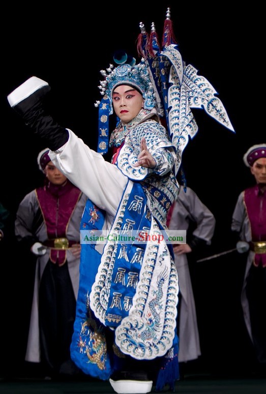 Beijing Opera Wu Sheng Fighting or Military Character Costumes and Hat