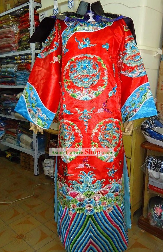 Peking Opera Emperor Embroidered Dragon Wedding Costumes for Men