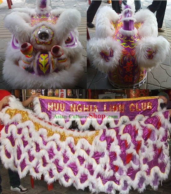 Top Fluorescent Lion Dancing Head and Costume Complete Set