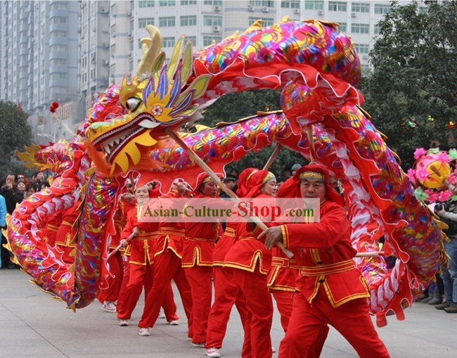 Chinese New Year Celebration Red Rainbow Competition and Parade Dragon Dance Costumes Complete Set