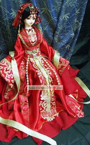 Ancient Chinese Princess Wedding Dress and Hair Accessories Complete Set