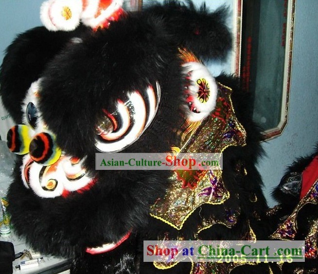 Supreme Black Wool Lion Dance Costume Complete Set