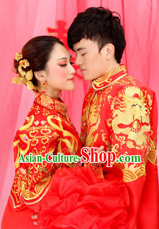 Supreme Chinese Wedding Dragon and Phoenix Wedding Dresses for Brides and Bridegrooms