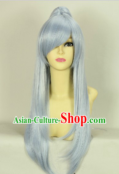 Ancient Chinese Style Long White Wig for Men