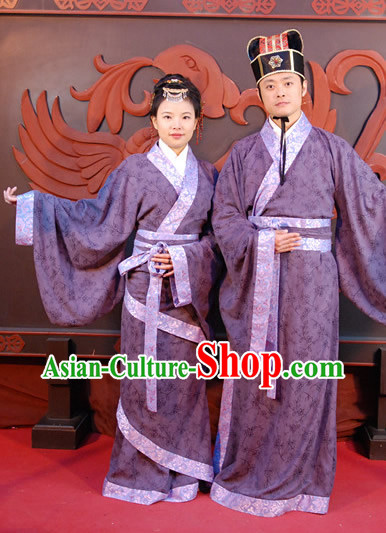 Ancient Chinese Husband and Wife Clothing Two Sets