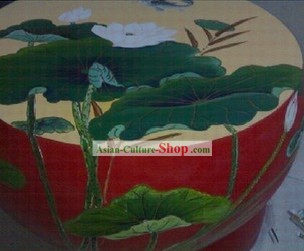 Traditional Chinese Hand Painted Lotus Drum