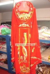 Ancient Red High Collar Embroidered Phoeix Empress Costumes