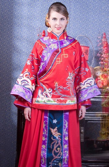 Traditional Chinese Embroidered Phoenix Wedding Dress