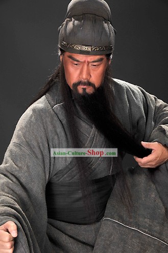 Three Kingdoms Guan Yu Hero Costumes and Hat Complete Set for Men