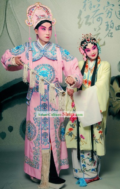 Chinese Beijing Opera Dan and Sheng Costumes Two Complete Sets for Men and Women