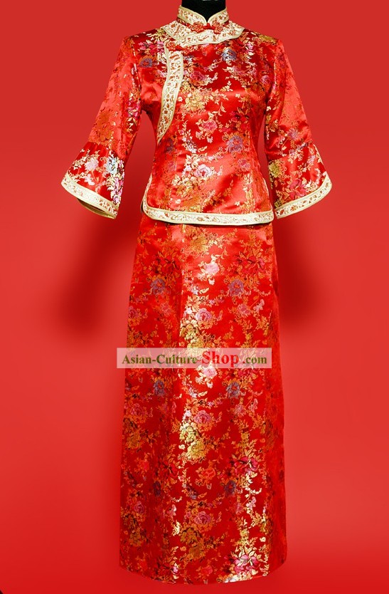Traditional Chinese Red Wedding Suit for Brides