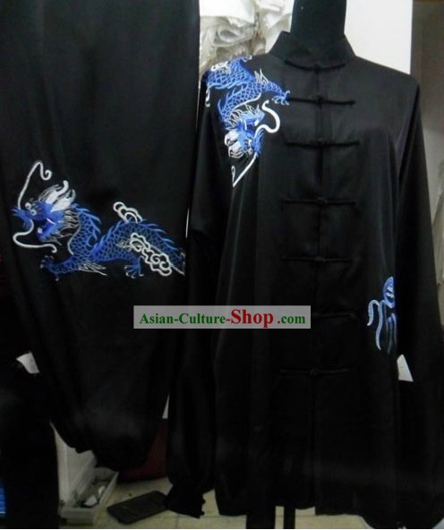 Black Silk Dragon Kung Fu Dress for Men