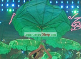 Chinese Classic Green Lotus Leaf Dance Umbrella