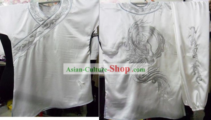 White Changquan Long Fist Dragon Formal Tai Chi Uniforms for Men
