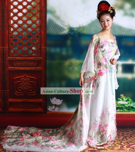 Ancient Chinese Tang Dynasty Princess Long Tail Clothes Complete Set