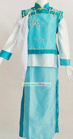 Qing Dynasty Blue Palace Maid Costumes for Women