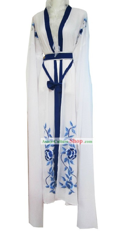 Ancient Chinese White Long Sleeve Dance Costume for Women