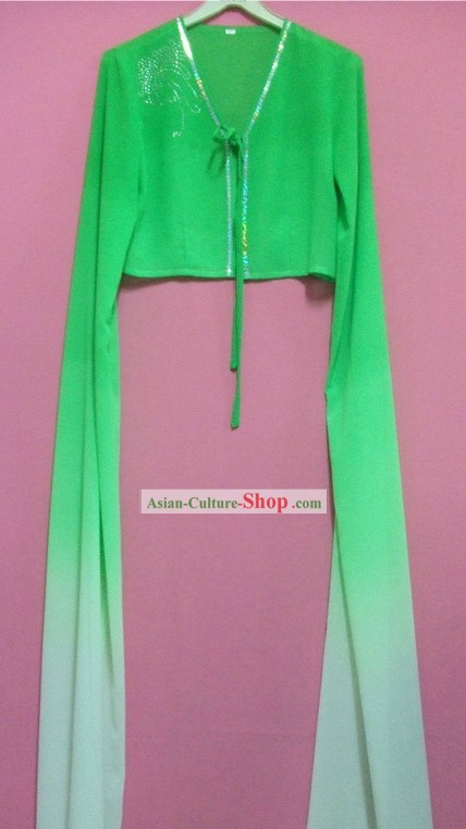 Green Color Transition Water Sleeve Dance Costumes