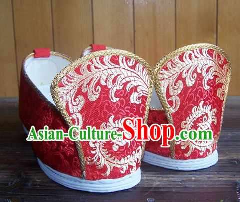 Chinese Classical Red Phoenix Wedding Shoes for Women