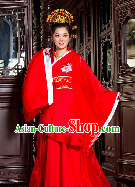 Chinese Classical Lucky Red Wedding Dress and Coronet for Brides