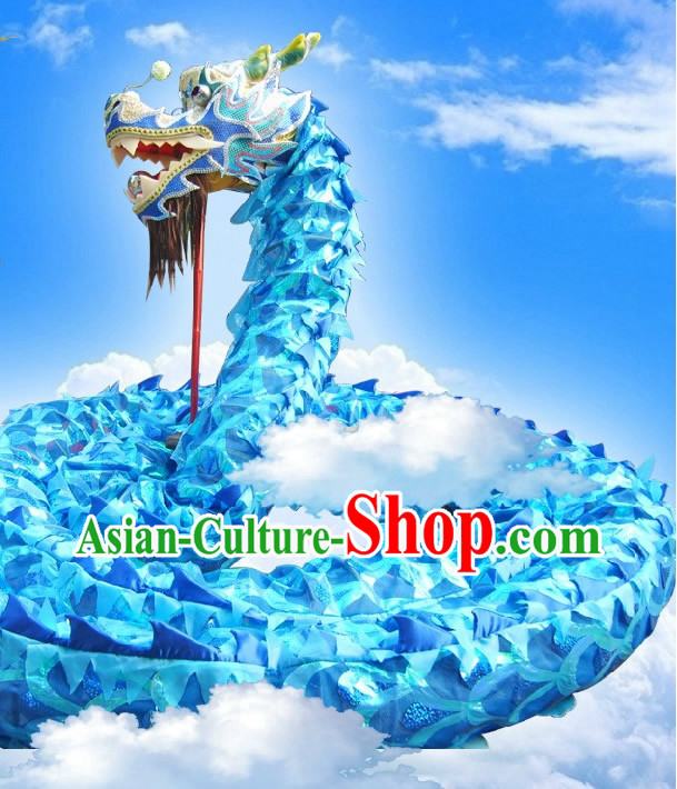 Blue Dragon Head and Body Dance Costume Complete Set