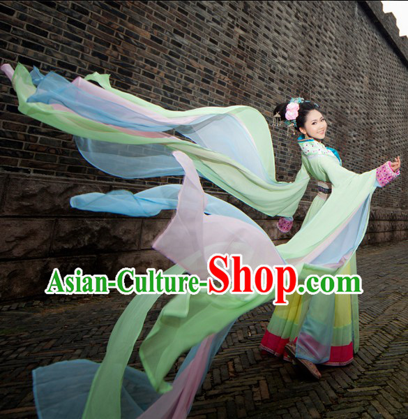 Ancient Chinese Palace Imperial Long Water Sleeves Dance Costumes Complete Set