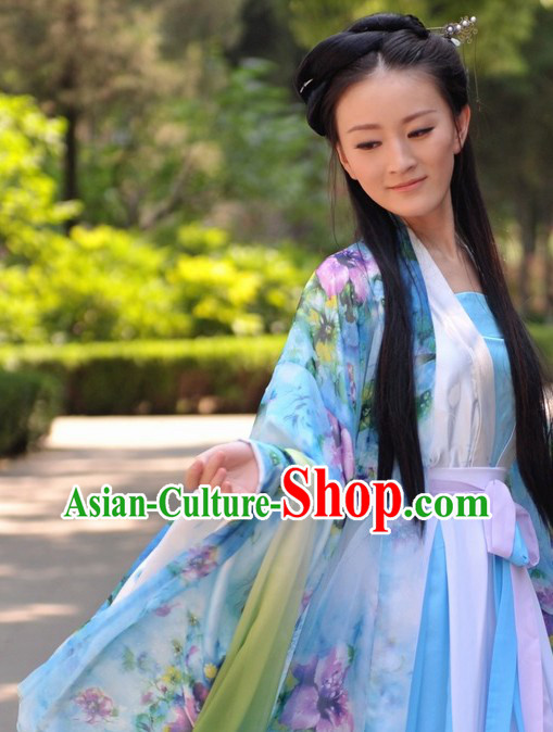 Ancient Chinese Hanfu Style Flowery Clothes for Women