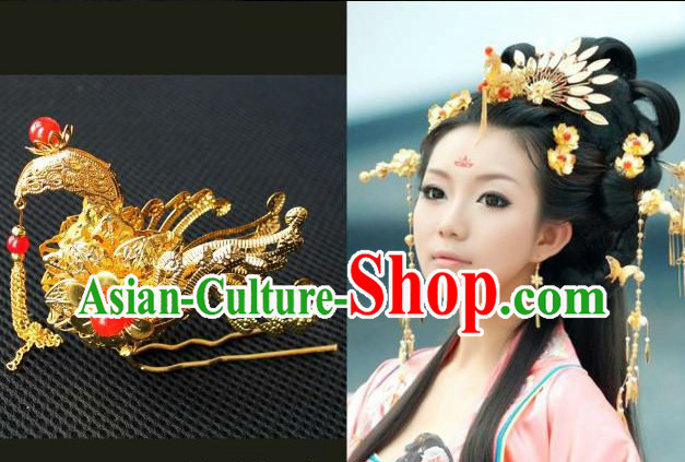 Ancient Chinese Hanfu Style Handmade Phoenix Hair Accessories Set for Brides