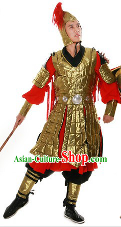 Ancient Chinese General Style Armor Costume and Helmet for Men