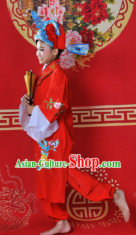 Ancient Chinese Bridegroom Wedding Dress and Crown for Children