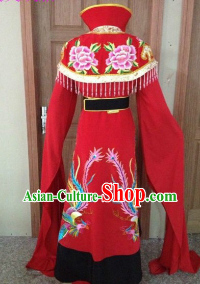 Red Chinese Opera Embroidered Phoenix Empress Costumes Complete Set