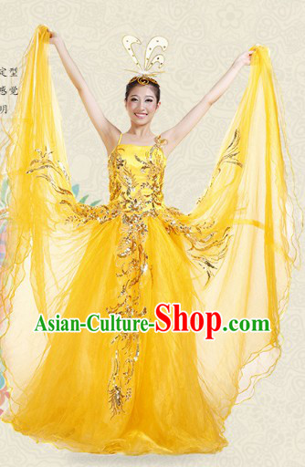 Traditional Stage Performance Dance Costumes and Headwear for Women