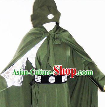 Ancient Chinese Guan Gong Costumes and Hat Complete Set for Men