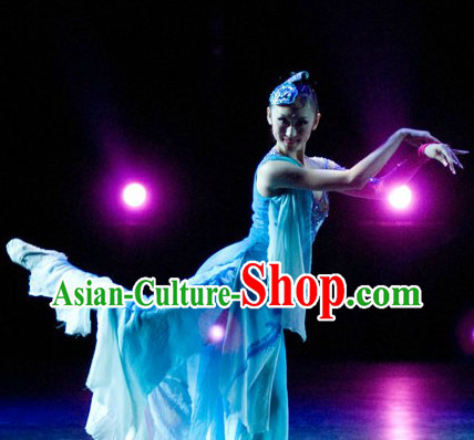 Traditional Chinese Classical Solo Dance Costumes and Headwear Complete Set for Women