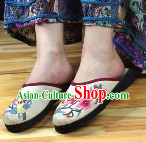 Traditional Chinese Handmade Cotton Slippers with Thick Cotton Sole