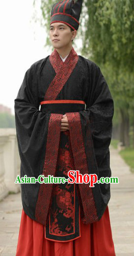 Traditional Chinese Wedding Dress Clothes and Hat Complete Set for Men
