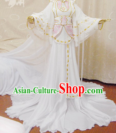 Ancient Chinese Romantic White Princess Cosplay Costume Complete Set for Women