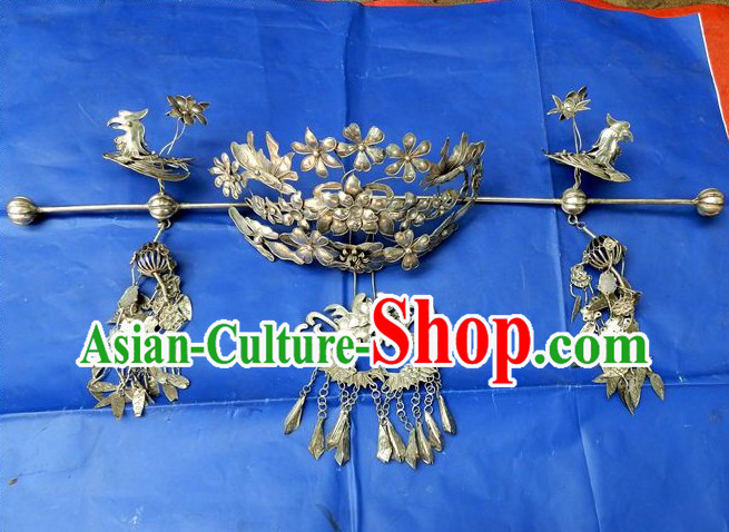 Traditional Chinese Imperial Silver Phoenix Coronet