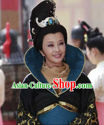 Wu Zetian First Female Chinese Emperor Costumes and Headdress Complete Set