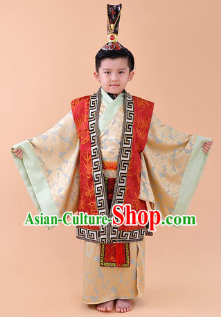 Ancient Chinese Emperor Costume and Crown Complete Set for Children