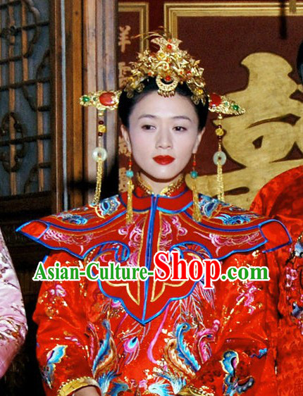Traditional Chinese Wedding Bridal Headdress Phoenix Coronet Set