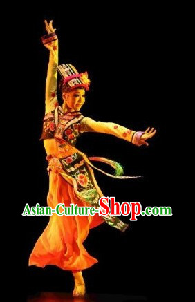 Chinese Dai Clothes and Headdress Complete Set for Women