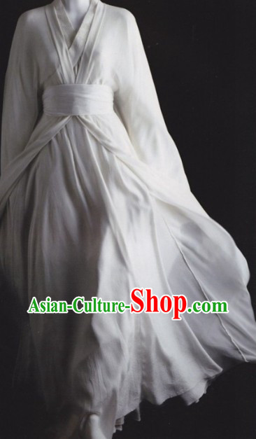 Traditional Ancient China White Hanfu Clothing for Men or Women