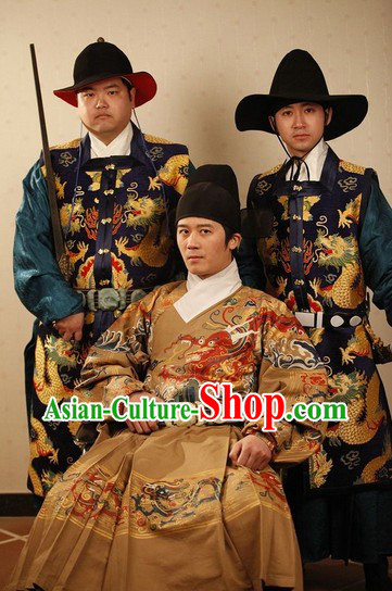 Ancient Chinese Archer Official Clothing and Hat Complete Set for Men